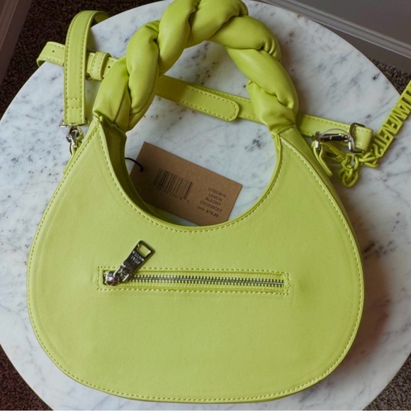 Steve Madden NWT Bleony Lemon Lime Green Handbag Crossbody Quilted Handle - Picture 2 of 16